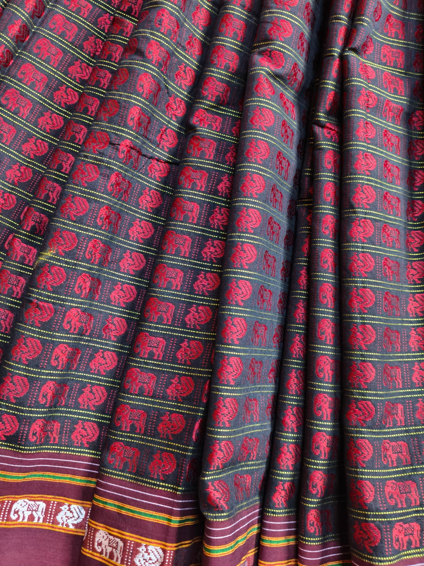 MAROON MULBERRY SILK PURE HANDLOOM KHUN SAREE