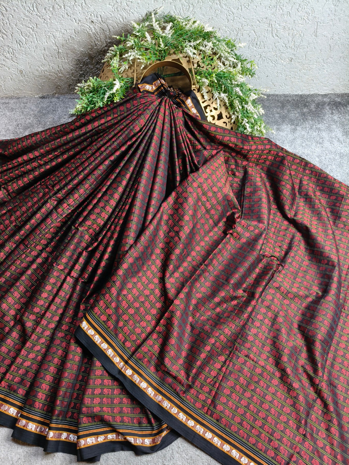 MAROON MULBERRY SILK PURE HANDLOOM KHUN SAREE