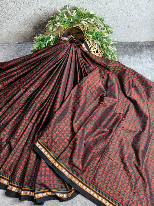 MAROON MULBERRY SILK PURE HANDLOOM KHUN SAREE
