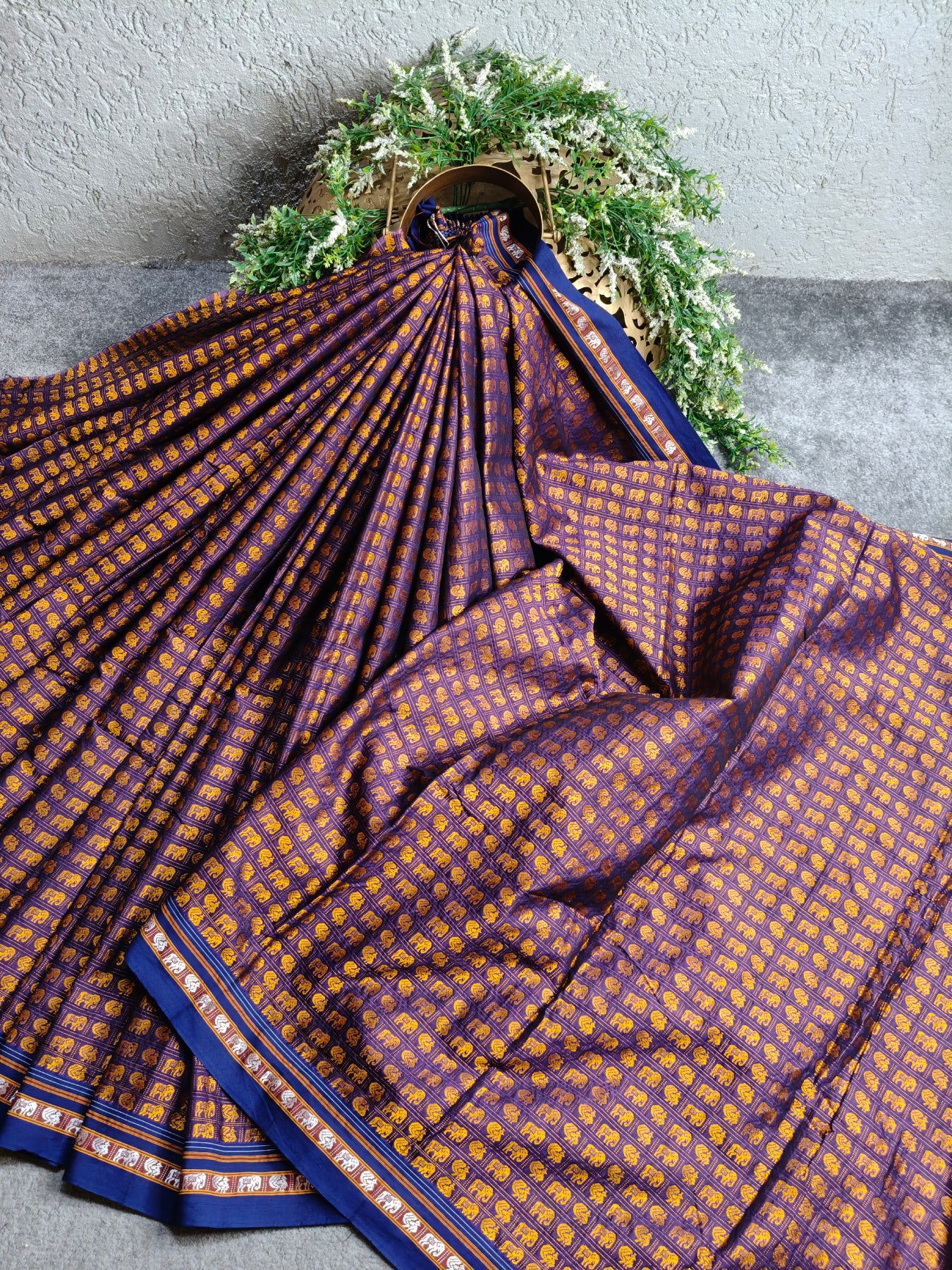 BLUE MULBERRY SILK PURE HANDLOOM KHUN SAREE