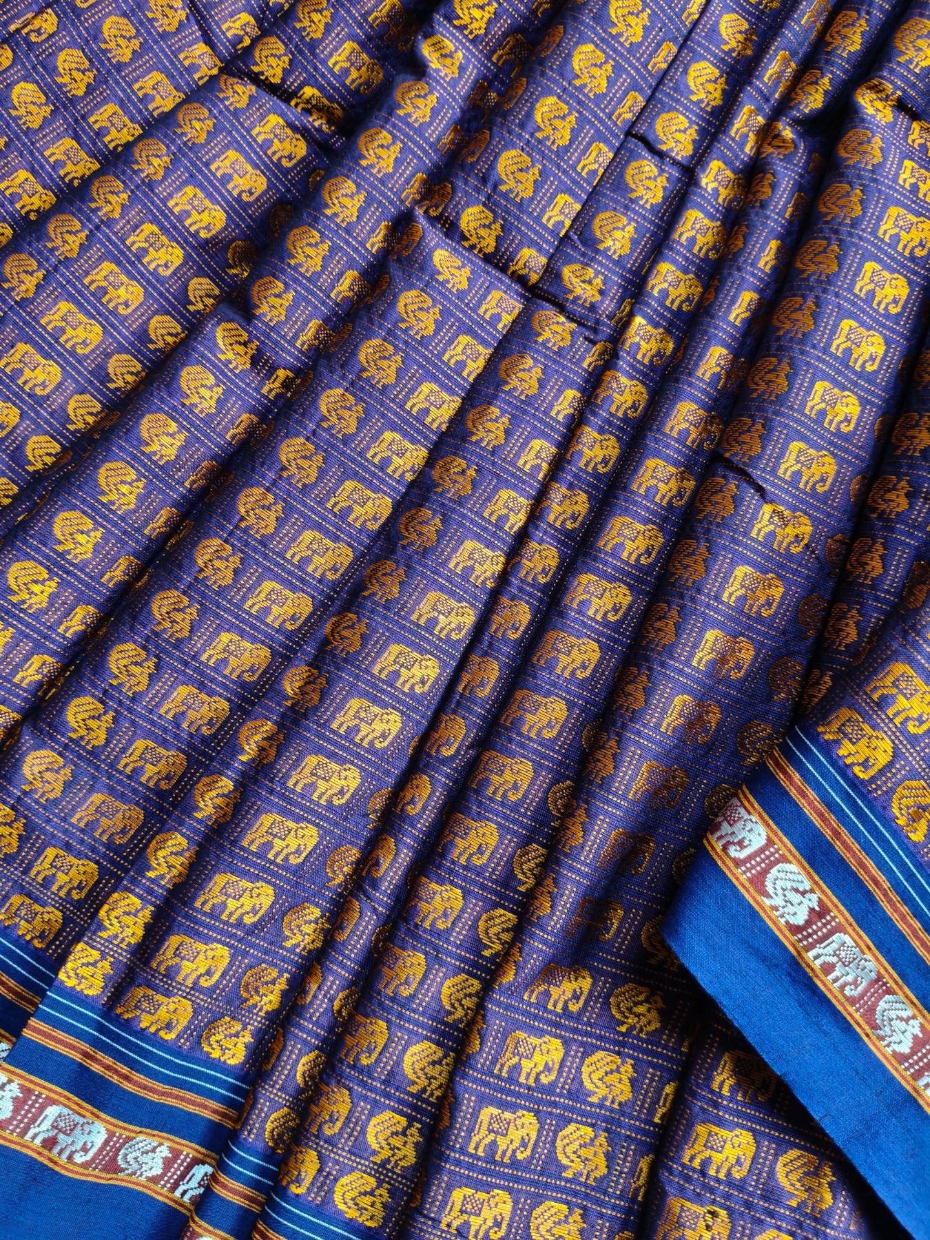 BLUE MULBERRY SILK PURE HANDLOOM KHUN SAREE