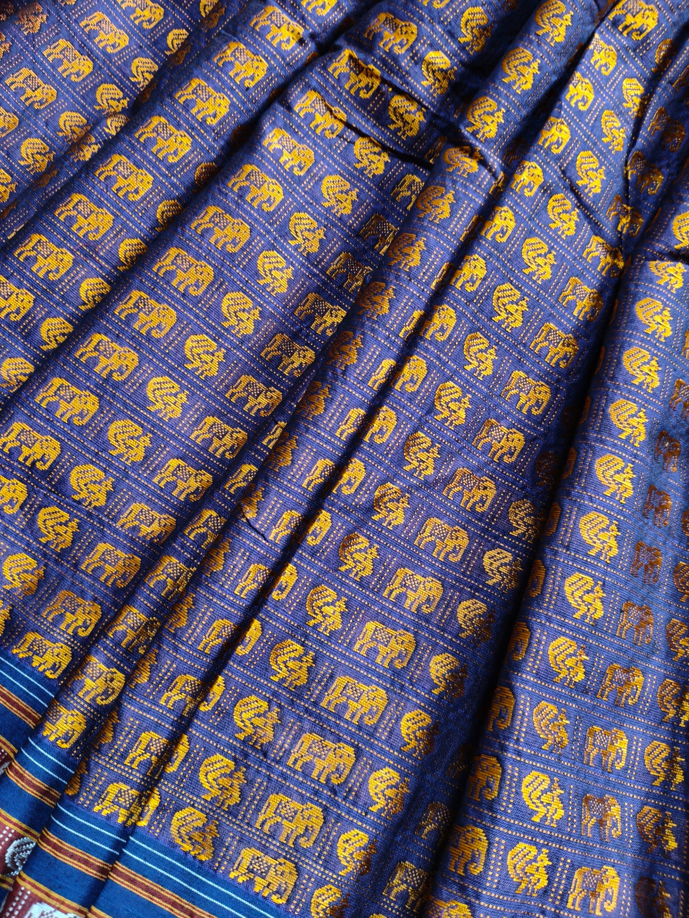 BLUE MULBERRY SILK PURE HANDLOOM KHUN SAREE