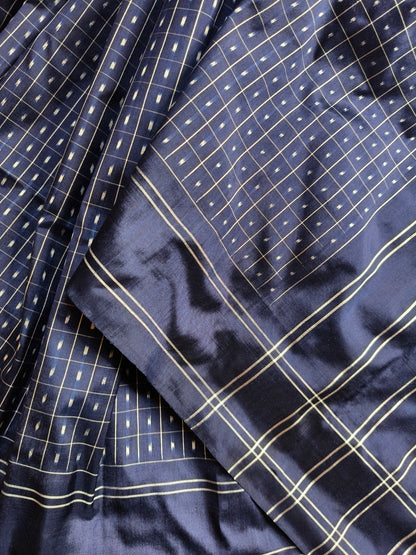 MIDNIGHT BLUE SILK PURE HANDLOOM IKKAT SAREE