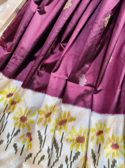 WINE SILK PURE HANDLOOM IKKAT SAREE