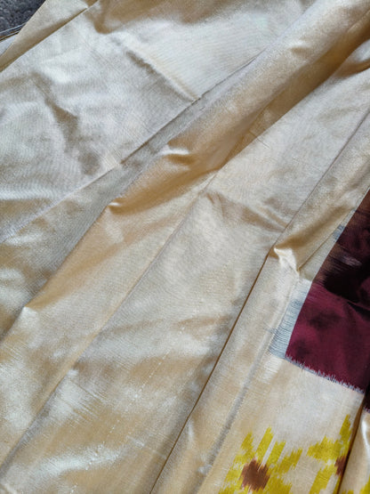 WINE SILK PURE HANDLOOM IKKAT SAREE