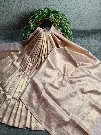 GOLD KATAN TISSUE PURE HANDLOOM BANARASI SAREE