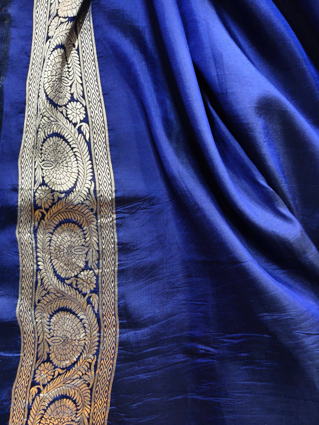 BLUE GOLD KATAN TISSUE PURE HANDLOOM BANARASI SAREE