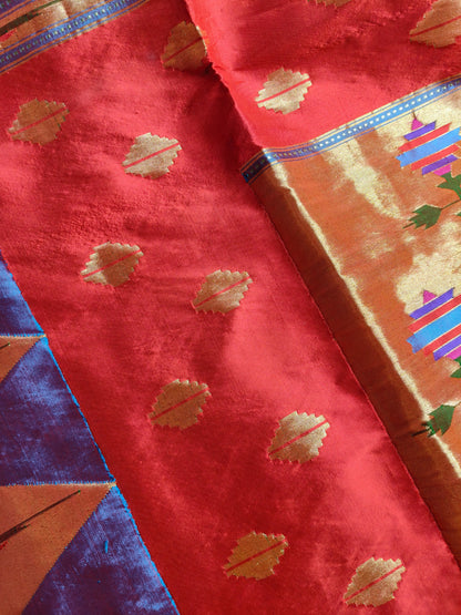 BLUE SILK PURE HANDLOOM PAITHANI SAREE