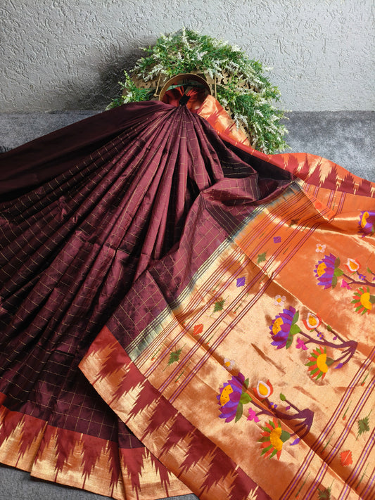 WINE SILK PURE HANDLOOM PAITHANI SAREE