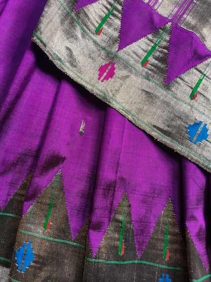 PURPLE SILK PURE HANDLOOM PAITHANI SAREE