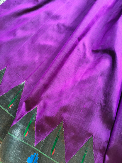 PURPLE SILK PURE HANDLOOM PAITHANI SAREE
