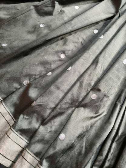 GREY GREEN SILK PURE HANDLOOM PAITHANI SAREE