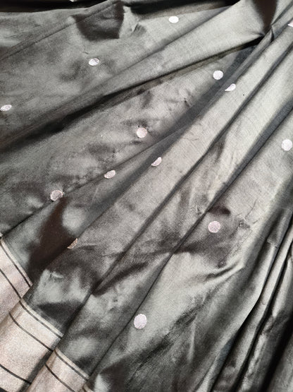 GREY GREEN SILK PURE HANDLOOM PAITHANI SAREE