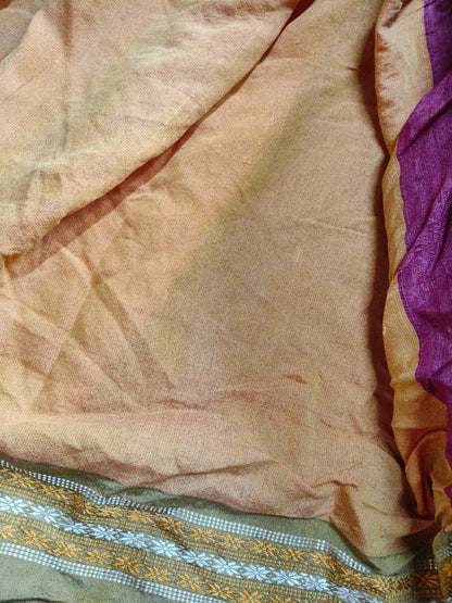 PINK TUSSAR PURE HANDLOOM BANDHEJ SAREE