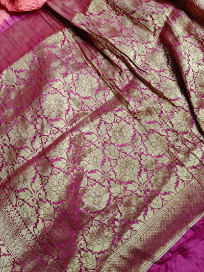 PEACH SILK PURE HANDLOOM BANDHEJ SAREE