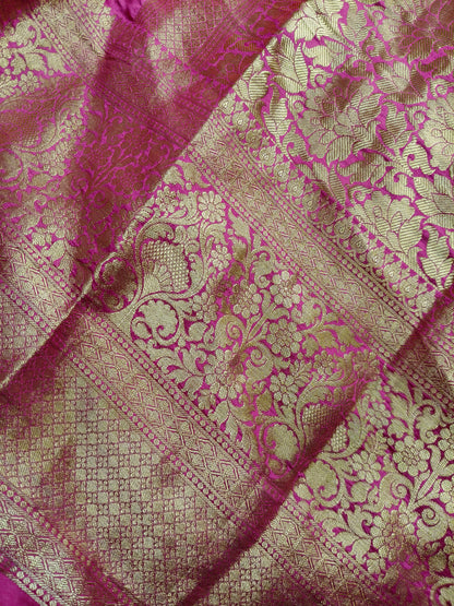 PEACH SILK PURE HANDLOOM BANDHEJ SAREE