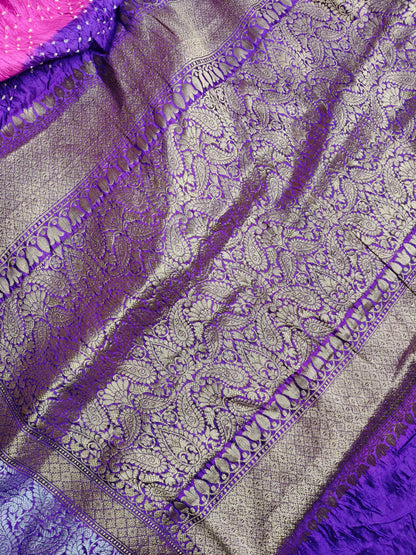 PINK SILK PURE HANDLOOM BANDHEJ SAREE