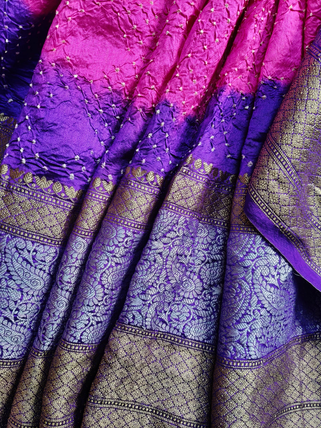 PINK SILK PURE HANDLOOM BANDHEJ SAREE