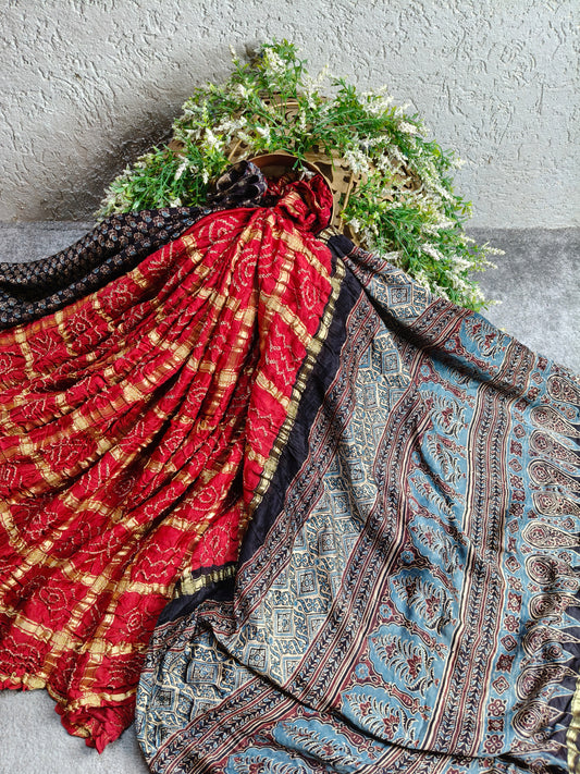 RED GAJJI SILK PURE HANDLOOM GHARCHOLA BANDHEJ SAREE