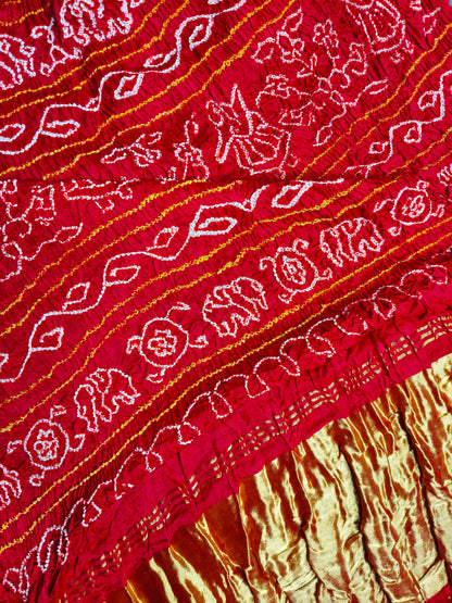 PURPLE GAJJI SILK PURE HANDLOOM  BANDHEJ SAREE