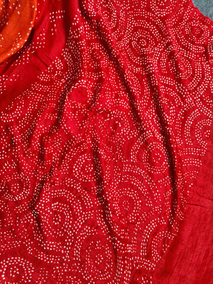 COLOURFUL GAJJI SILK PURE HANDLOOM  BANDHEJ SAREE