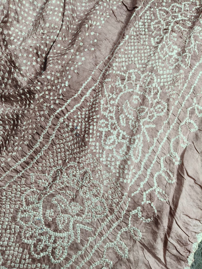 BROWN SHADED GAJJI SILK PURE HANDLOOM  BANDHEJ SAREE