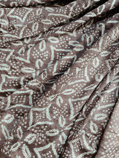 BROWN SHADED GAJJI SILK PURE HANDLOOM  BANDHEJ SAREE