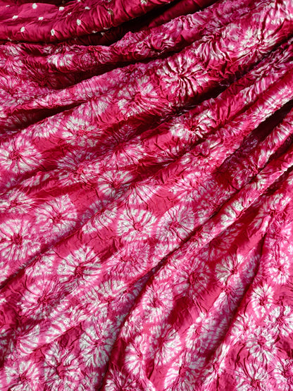 PINK MODAL SILK PURE HANDLOOM  BANDHEJ SAREE