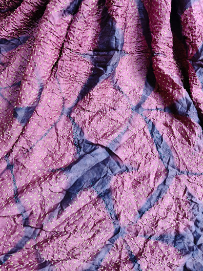 PINK AJRAK AND GAJJI SILK PURE HANDLOOM  BANDHEJ SAREE