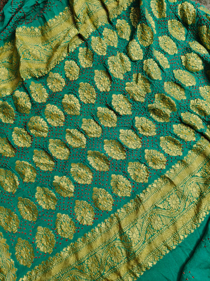 BLUE GREY SHADED GEORGETTE  PURE HANDLOOM  BANDHEJ SAREE