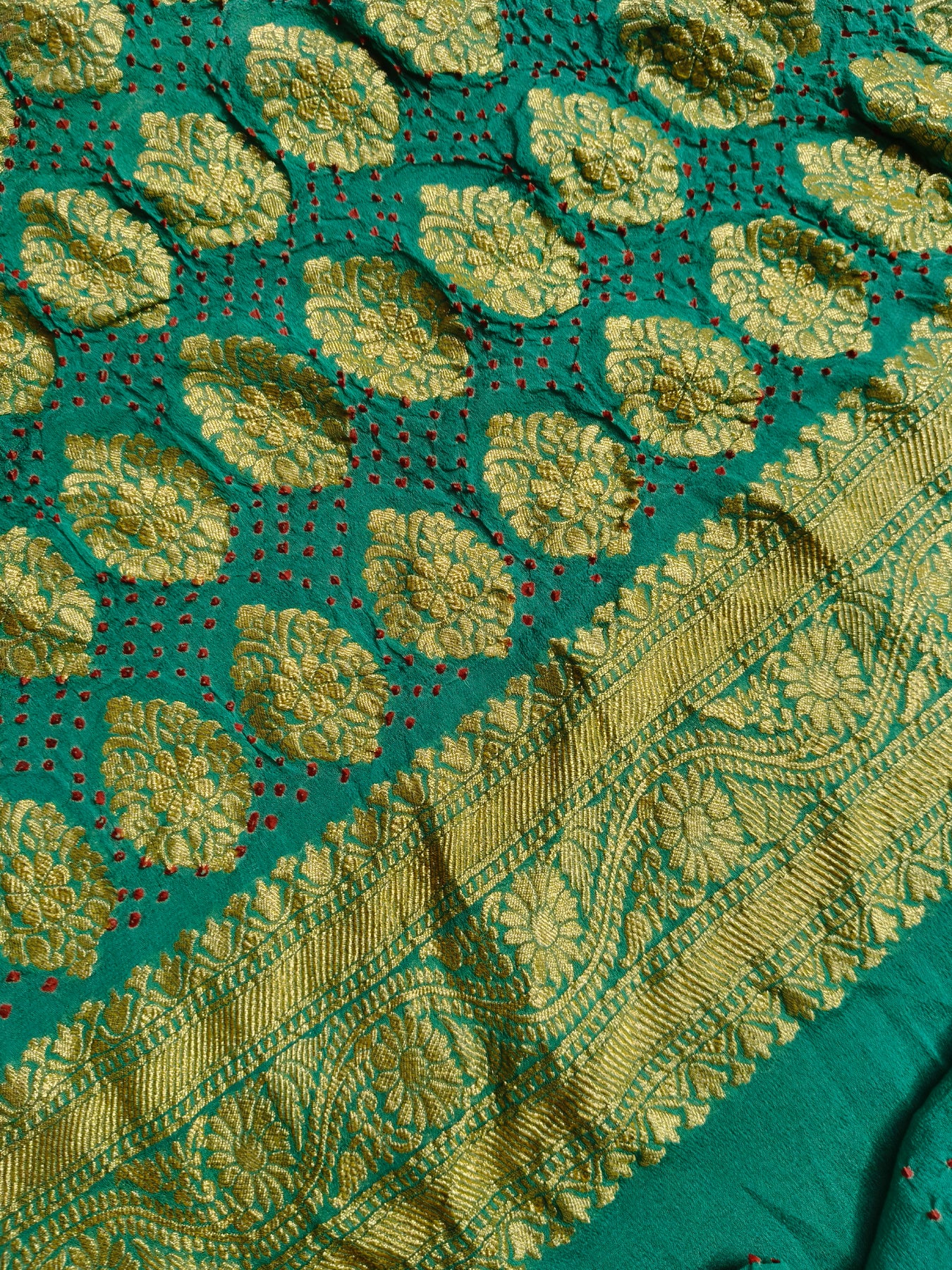 BLUE GREY SHADED GEORGETTE  PURE HANDLOOM  BANDHEJ SAREE