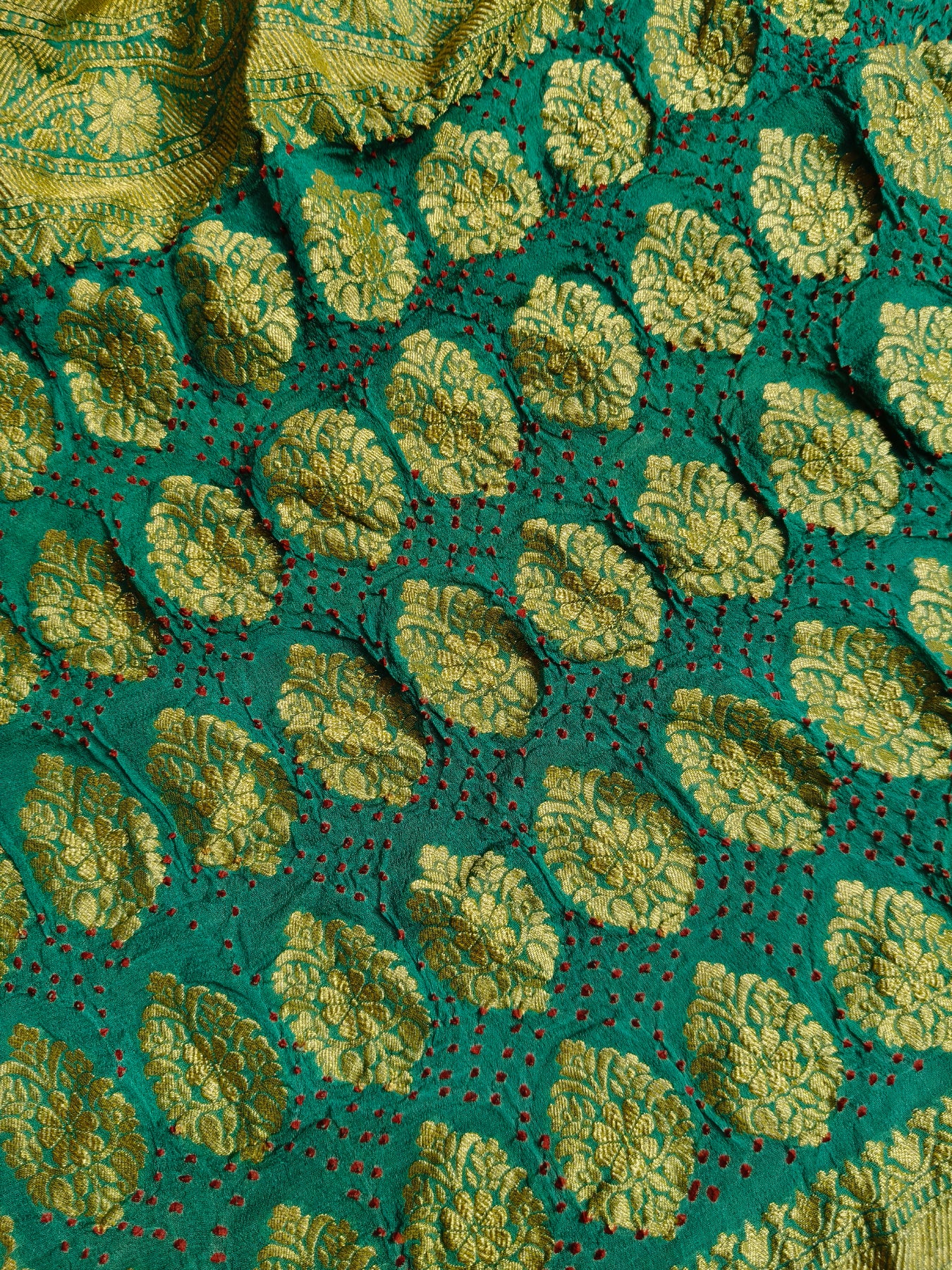 BLUE GREY SHADED GEORGETTE  PURE HANDLOOM  BANDHEJ SAREE