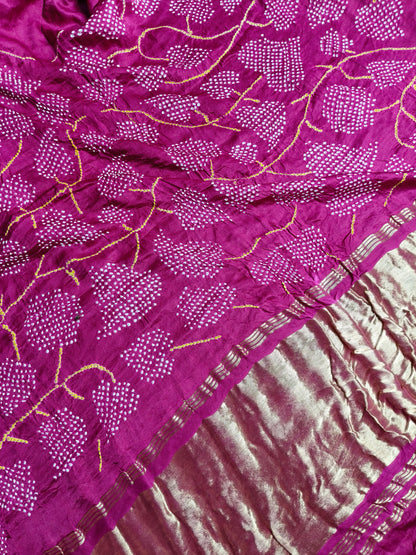 PINK SHADED GAJJI SILK  PURE HANDLOOM  BANDHEJ SAREE
