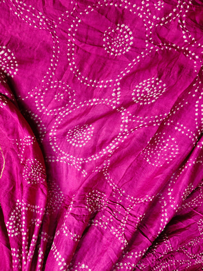 PINK SHADED GAJJI SILK  PURE HANDLOOM  BANDHEJ SAREE