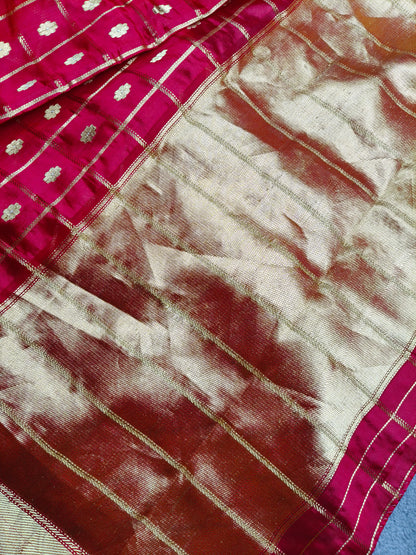 RED SILK PURE HANDLOOM CHANDERI SAREE