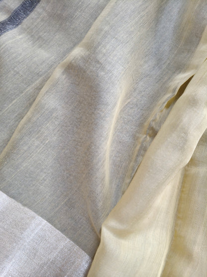 CREAM MUL COTTON PURE HANDLOOM CHANDERI SAREE