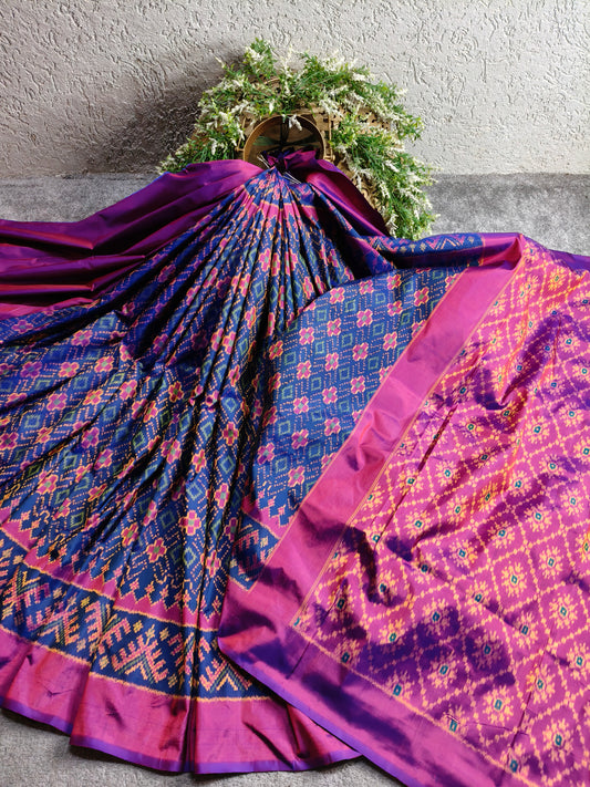 BLUE SILK PURE HANDLOOM IKKAT SAREE