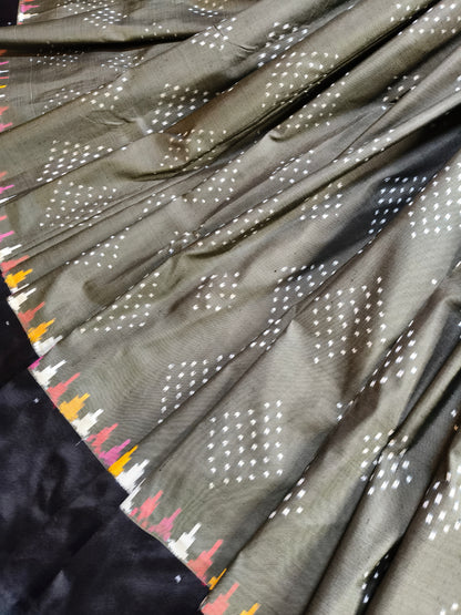 OLIVE GREEN  SILK PURE HANDLOOM IKKAT SAREE