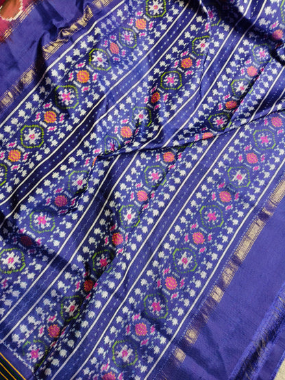 MAROON SILK PURE HANDLOOM IKKAT SAREE