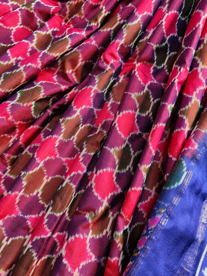 MAROON SILK PURE HANDLOOM IKKAT SAREE