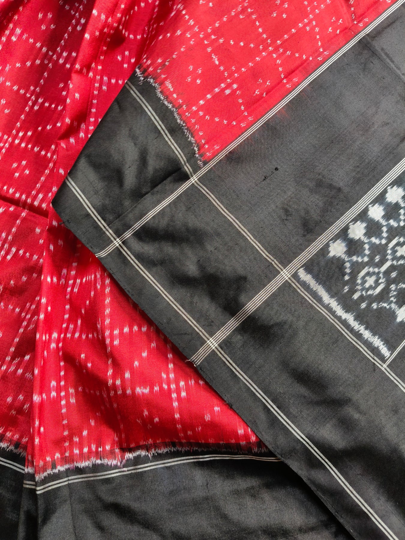 RED SILK PURE HANDLOOM IKKAT SAREE