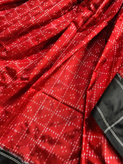 RED SILK PURE HANDLOOM IKKAT SAREE