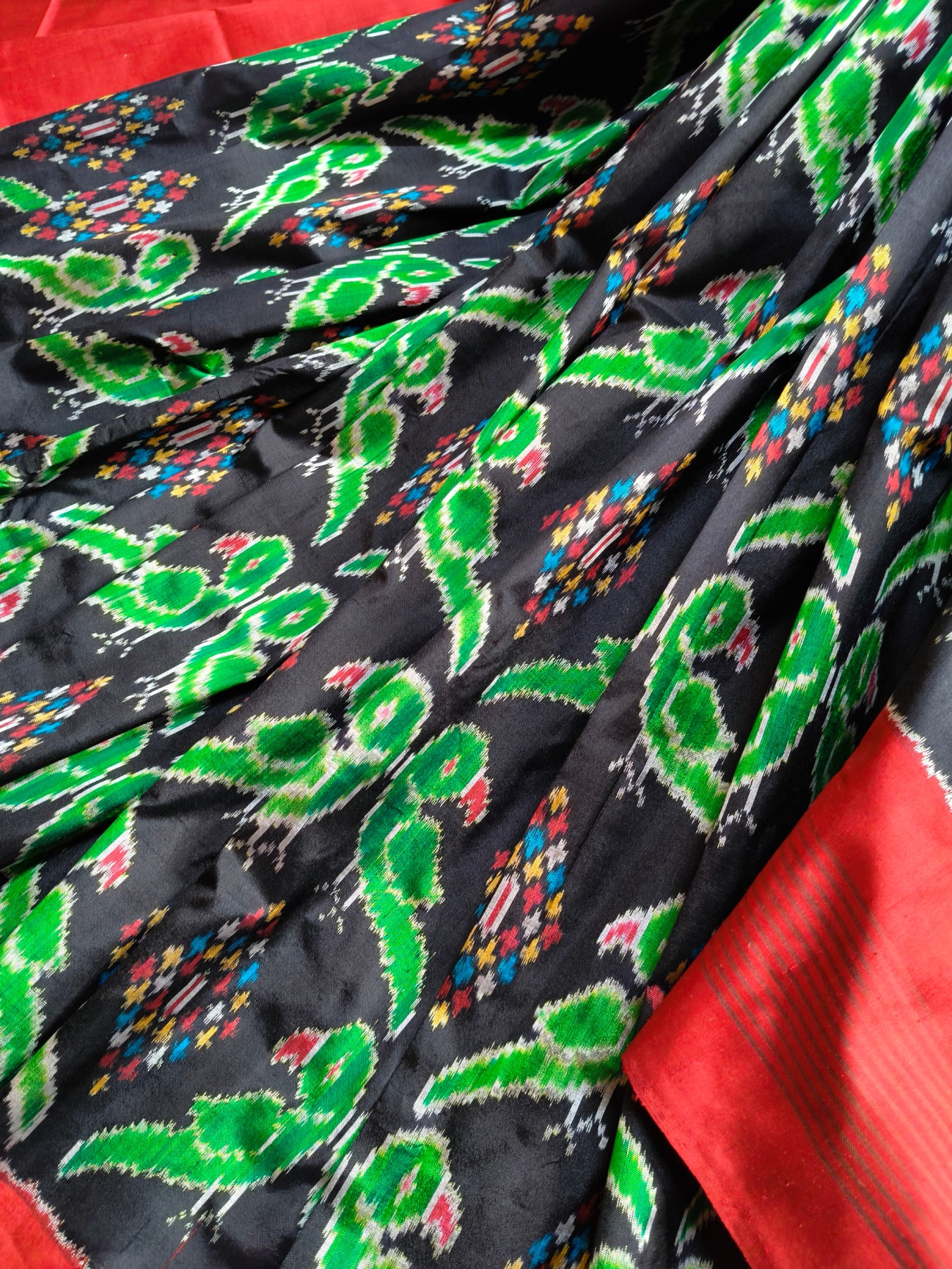 BLACK SILK PURE HANDLOOM IKKAT SAREE