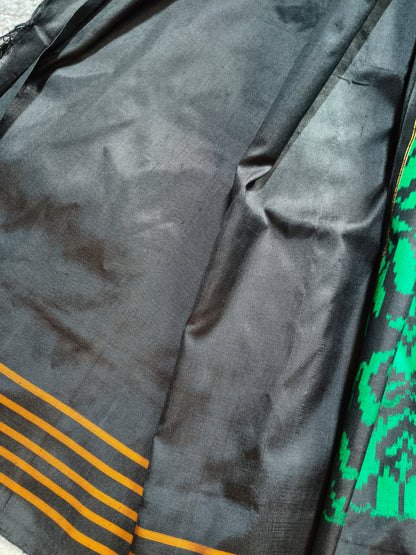 BLACK SILK PURE HANDLOOM IKKAT SAREE