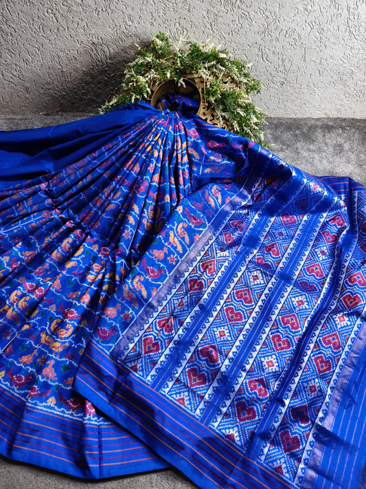 BLUE SILK PURE HANDLOOM IKKAT SAREE