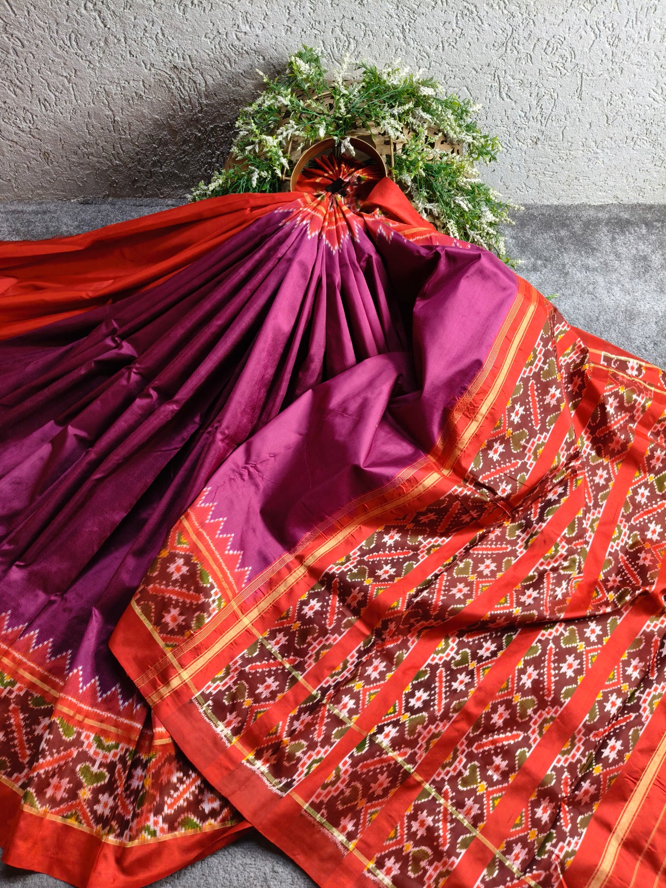 WINE SILK PURE HANDLOOM IKKAT SAREE
