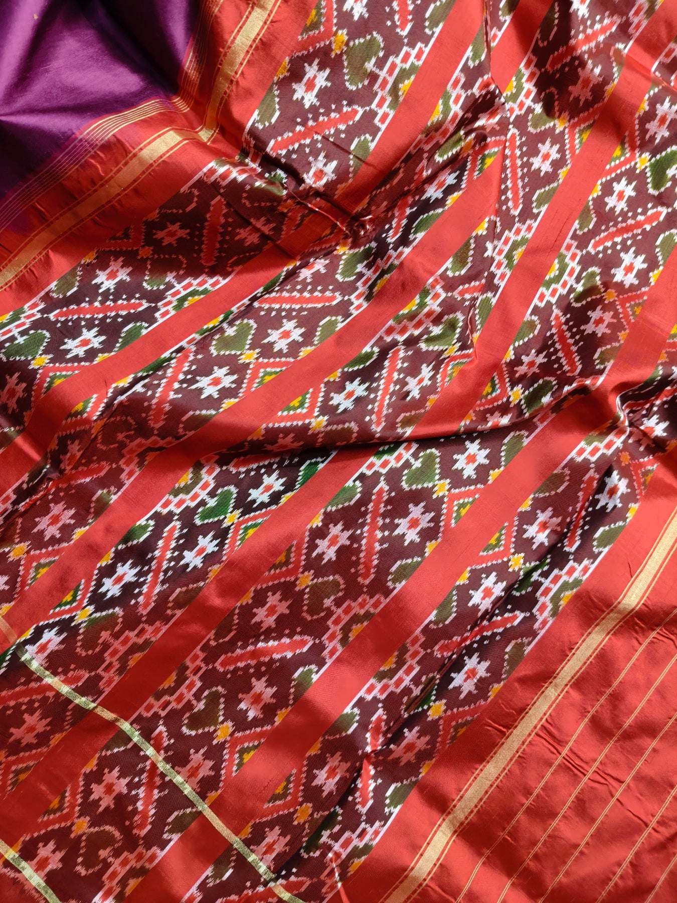 WINE SILK PURE HANDLOOM IKKAT SAREE