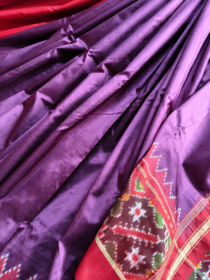 WINE SILK PURE HANDLOOM IKKAT SAREE