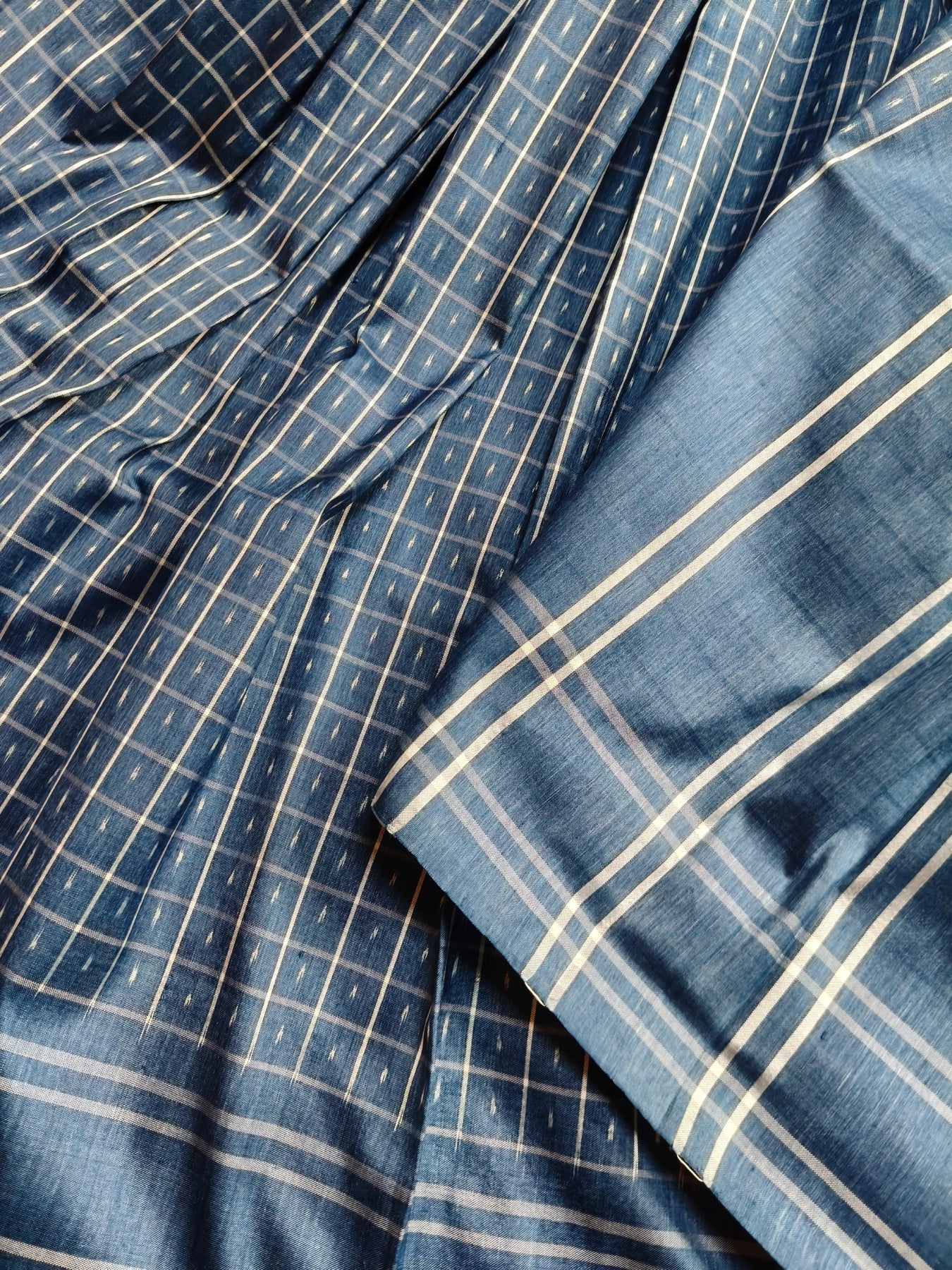 GREYISH BLUE  SILK PURE HANDLOOM IKKAT SAREE