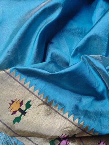 BLUE TISSUE SILK PURE HANDLOOM PAITHANI SAREE